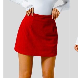 Halara High Waisted Invisible Zipper 2-in-1 A Line Mini Corduroy Casual Skirt